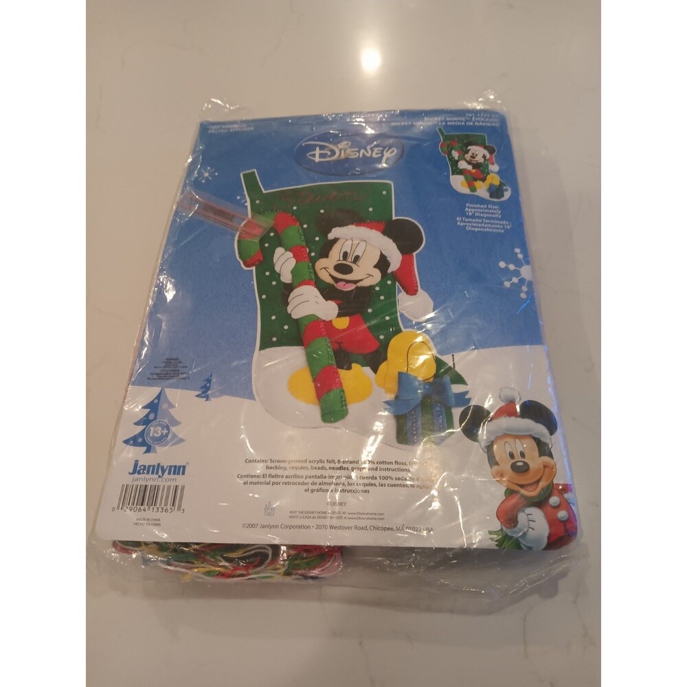 Janlynn Disney Mickey Mouse Felt Stocking Kit 18" 761-1133-65 NEW In Package '07